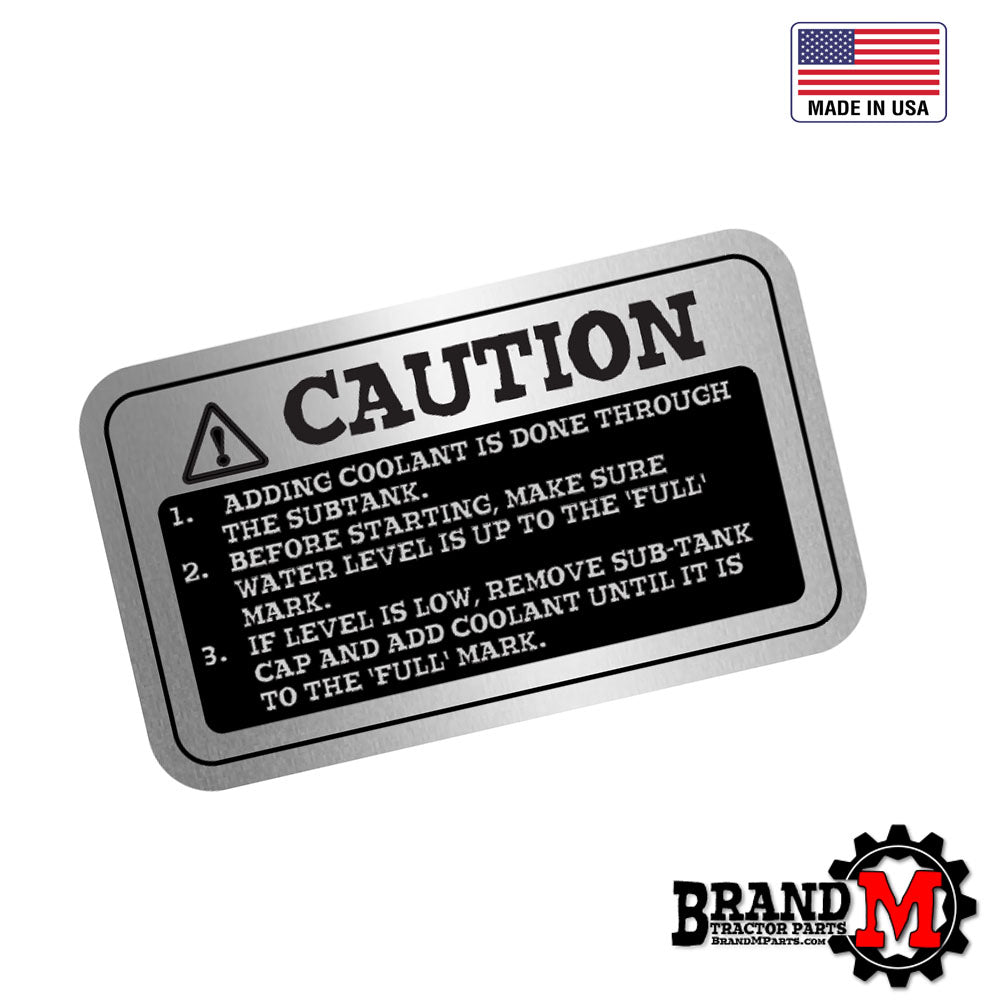 Yanmar tractor coolant fill decal