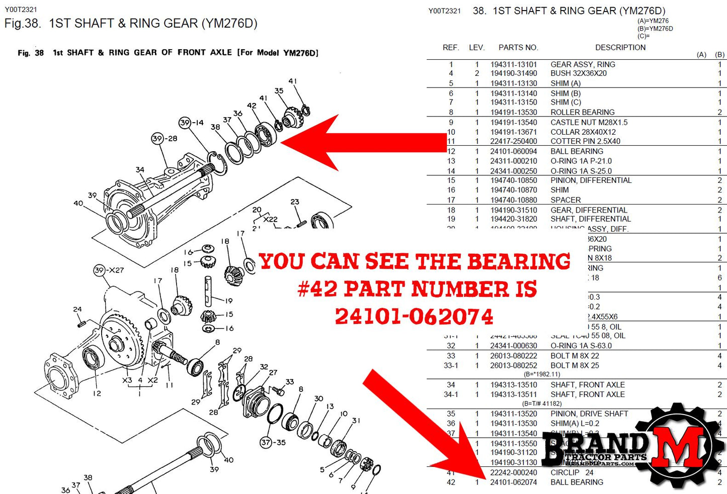 Yanmar YM135 / YM135D Parts Manual