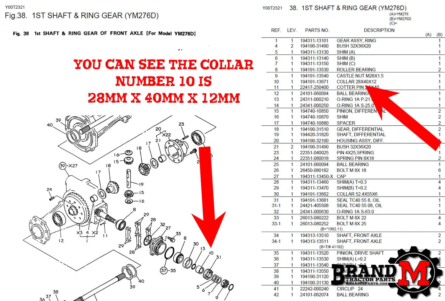 Yanmar YM220 / YM220D Parts Manual