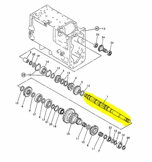 Yanmar Transmission Shaft 194324-25210 - See Notes On Serial Number Change!